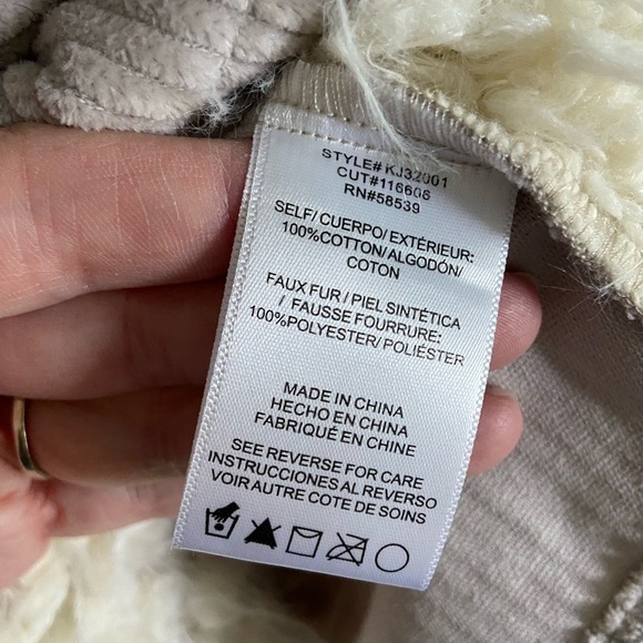 KUT from the Kloth Faux Fur Lined Classic Corduroy Jacket in Grey Sz Large - Picture 6 of 10